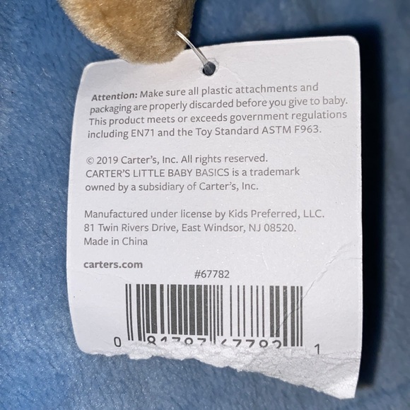 NWT Carter's Puppy Dog Lovey Security Blanket Blue with Brown Pup - Picture 5 of 7